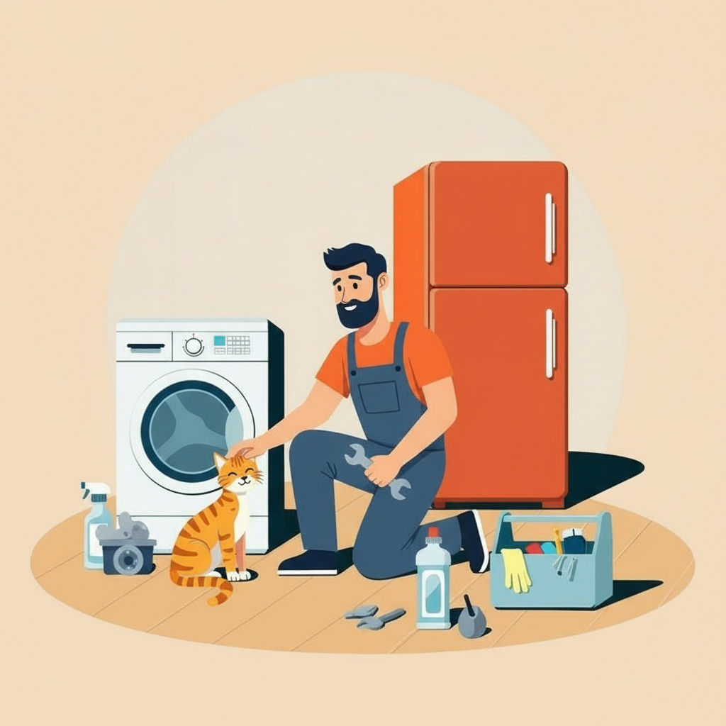 tecnico lavatrice accarezza gatto a Modena
