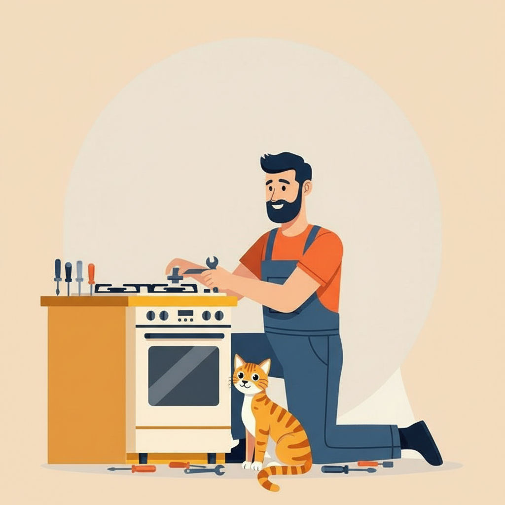 tecnico lavora su fornello a gas a Modena